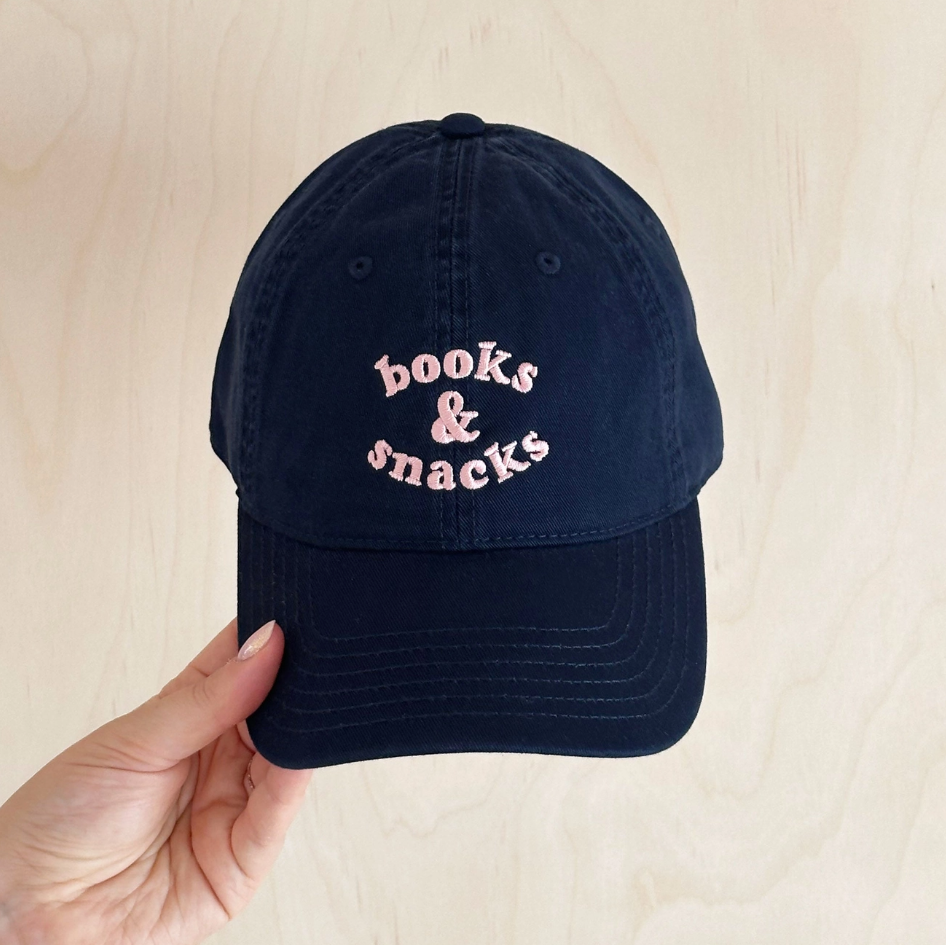Books & Snacks - Cotton Baseball Cap - Navy Blue