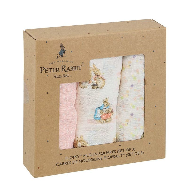 Flopsy Pink Muslin Squares- Set of 3