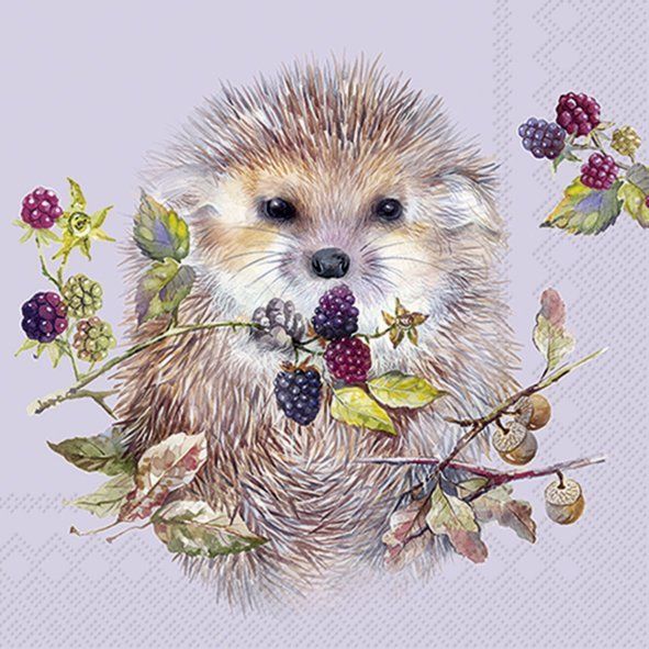 Forest Hedgehog Violet Napkins