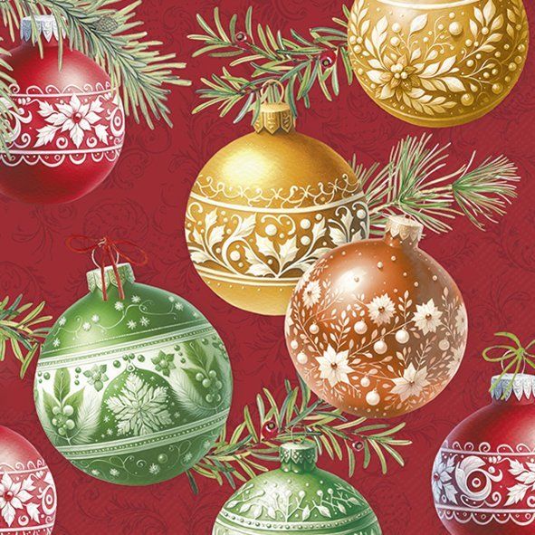 Christmas Bauble Red Napkins