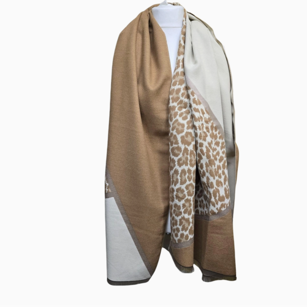 Leopard Print Ladies Scarf Camel
