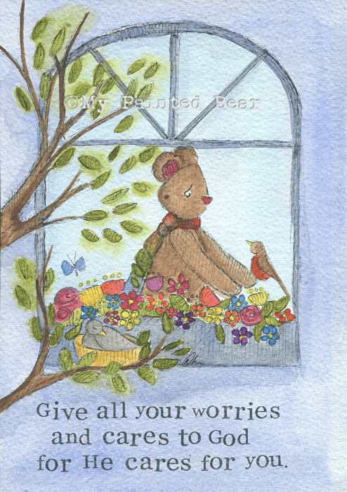 He cares for you Framed Print (white)