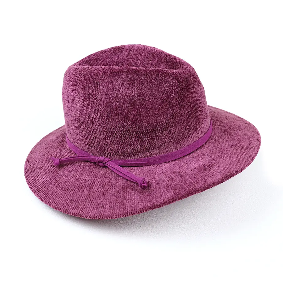 Plum chenille winter fedora