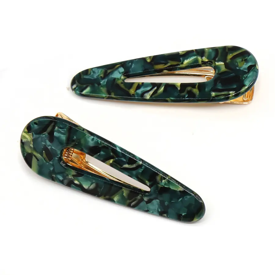 Green marble acrylic hair slide set
