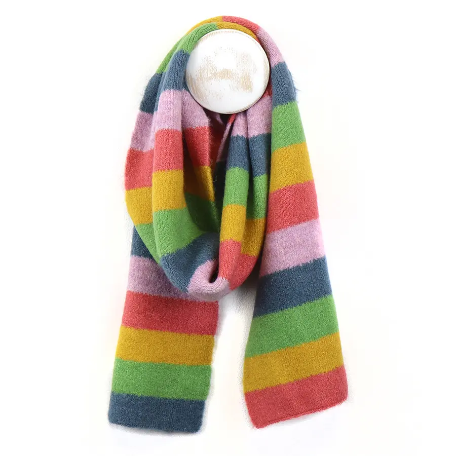 Rainbow mix classic knit colour block stripe scarf