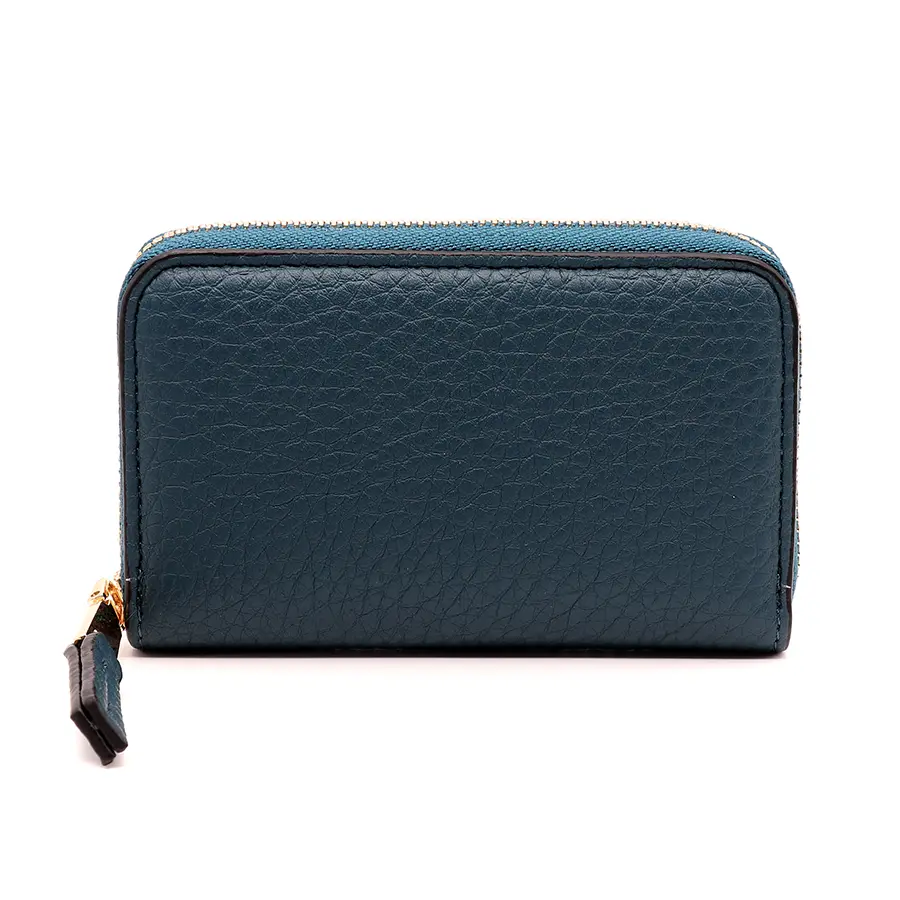 Teal faux leather mini coin purse