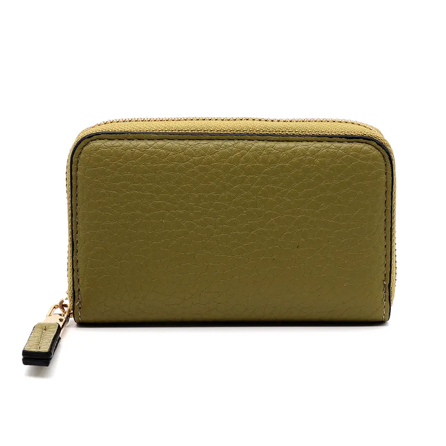 Olive faux leather mini coin purse