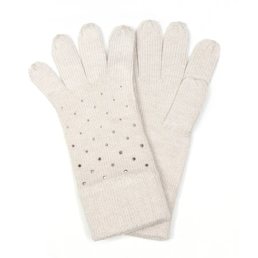 Natural embellished gloves
