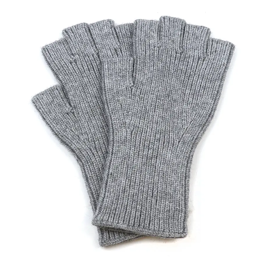 Grey recycled blend fingerless gloves