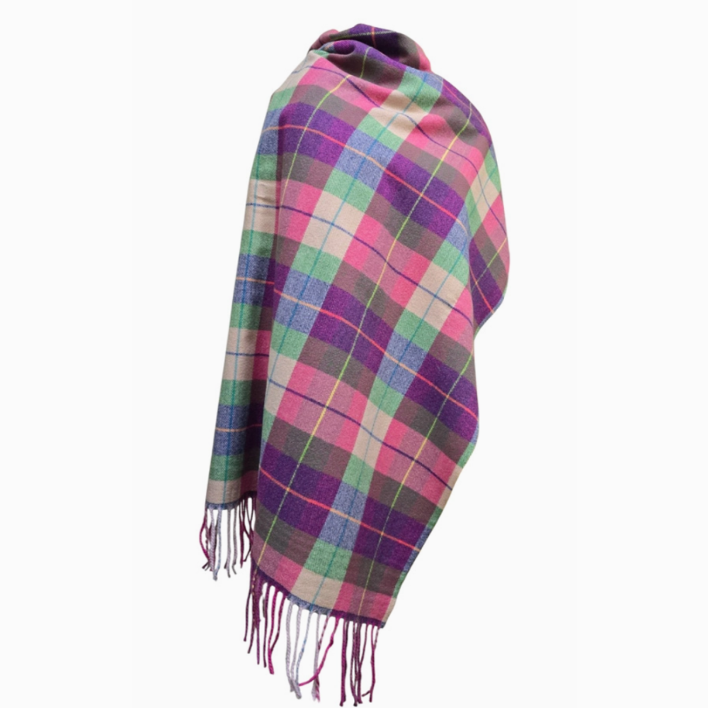Ladies Supersoft Cashmere Blended Scarf- Green/ Purple/ Pink