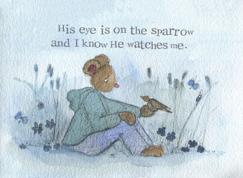 His Eye is on the Sparrow - Framed Print (white)