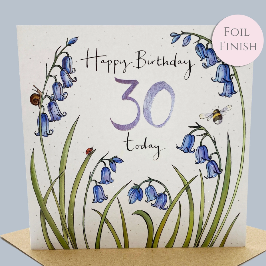 30th Birthday Card- Bluebells