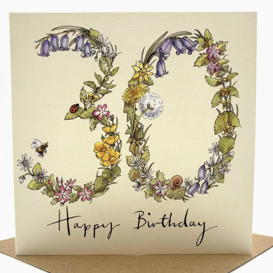 30th Birthday Card- Wildflowers