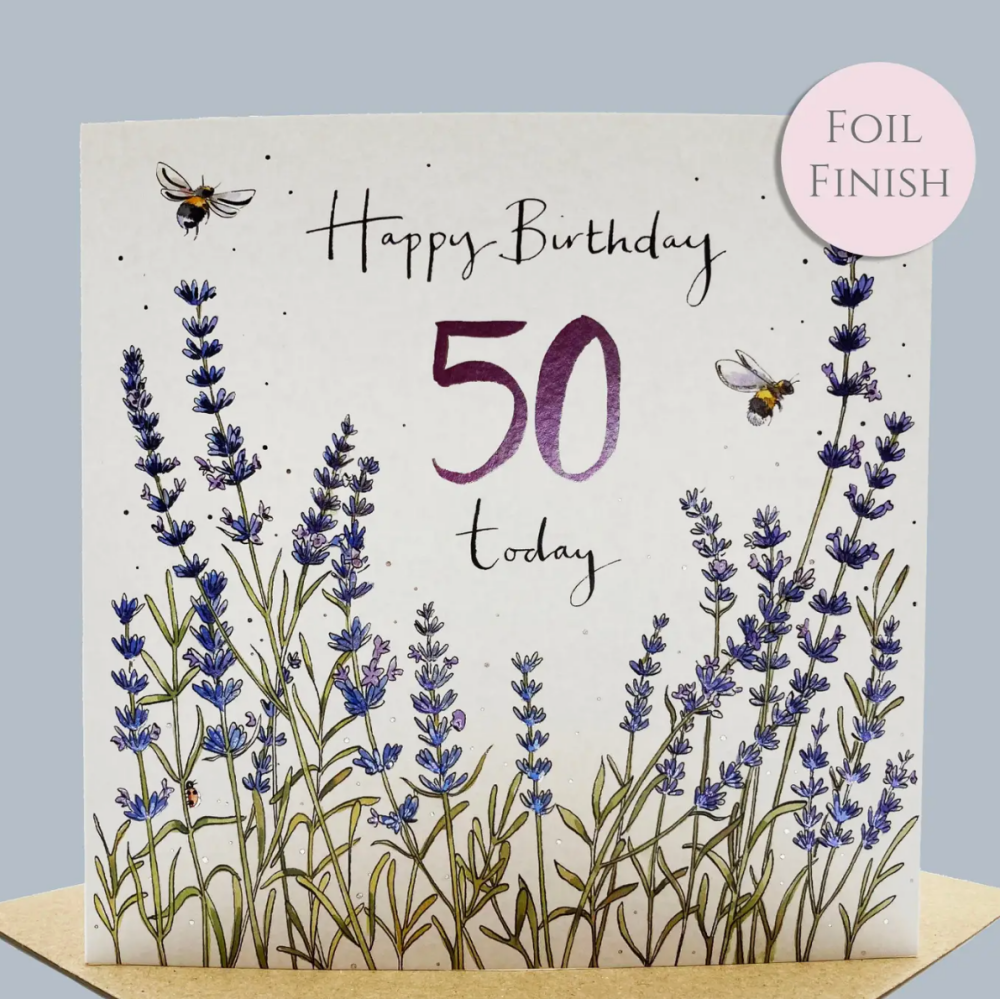 50th Birthday Card- Lavender