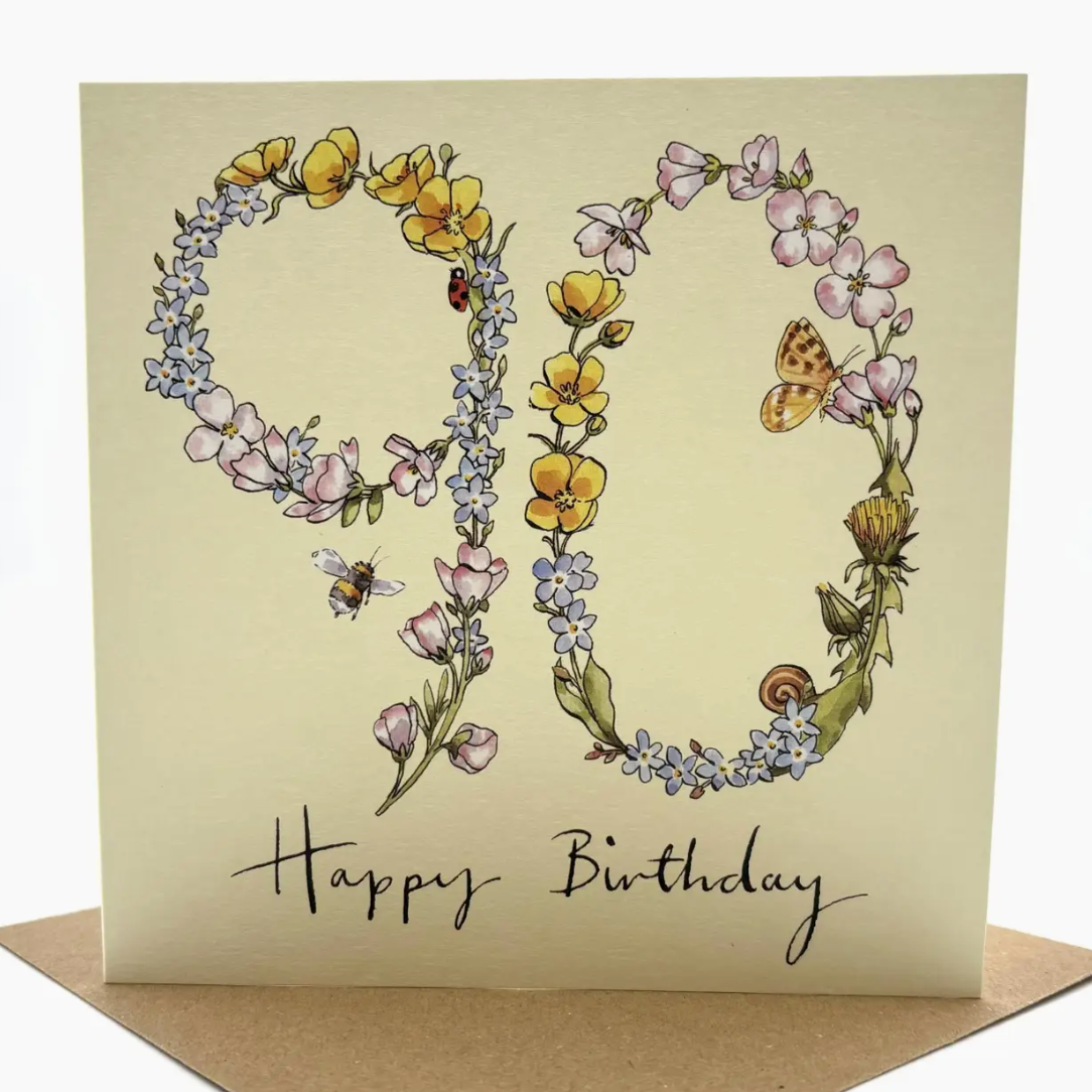 90th Birthday Card- Wildflowers