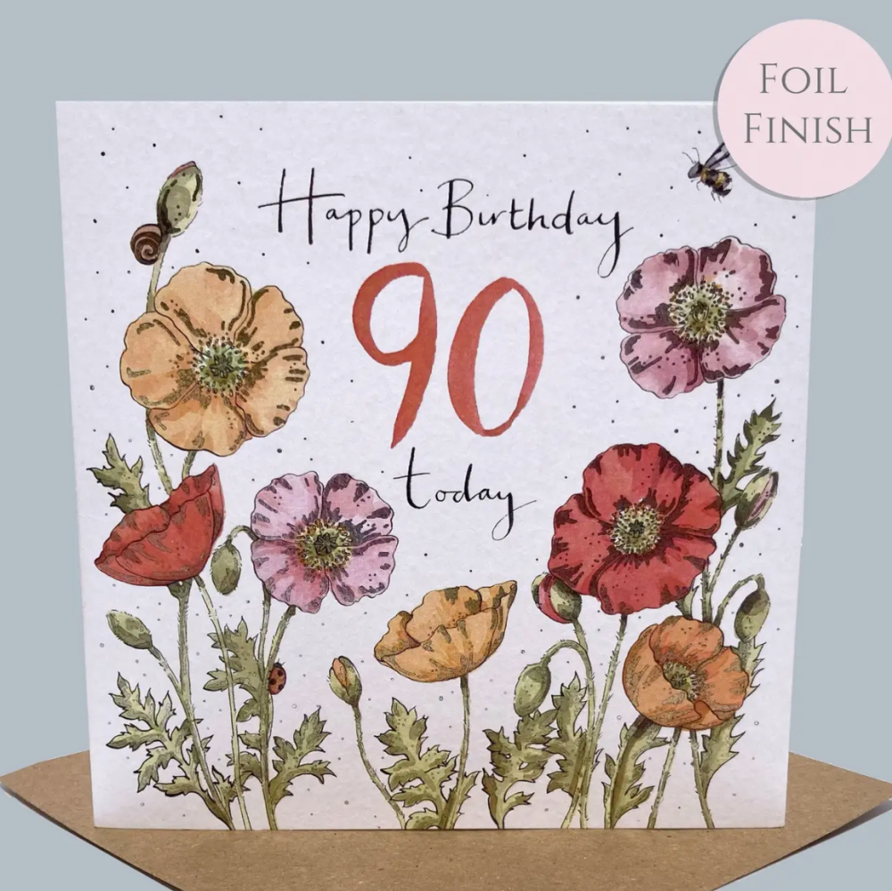 90th Birthday Card- Poppies