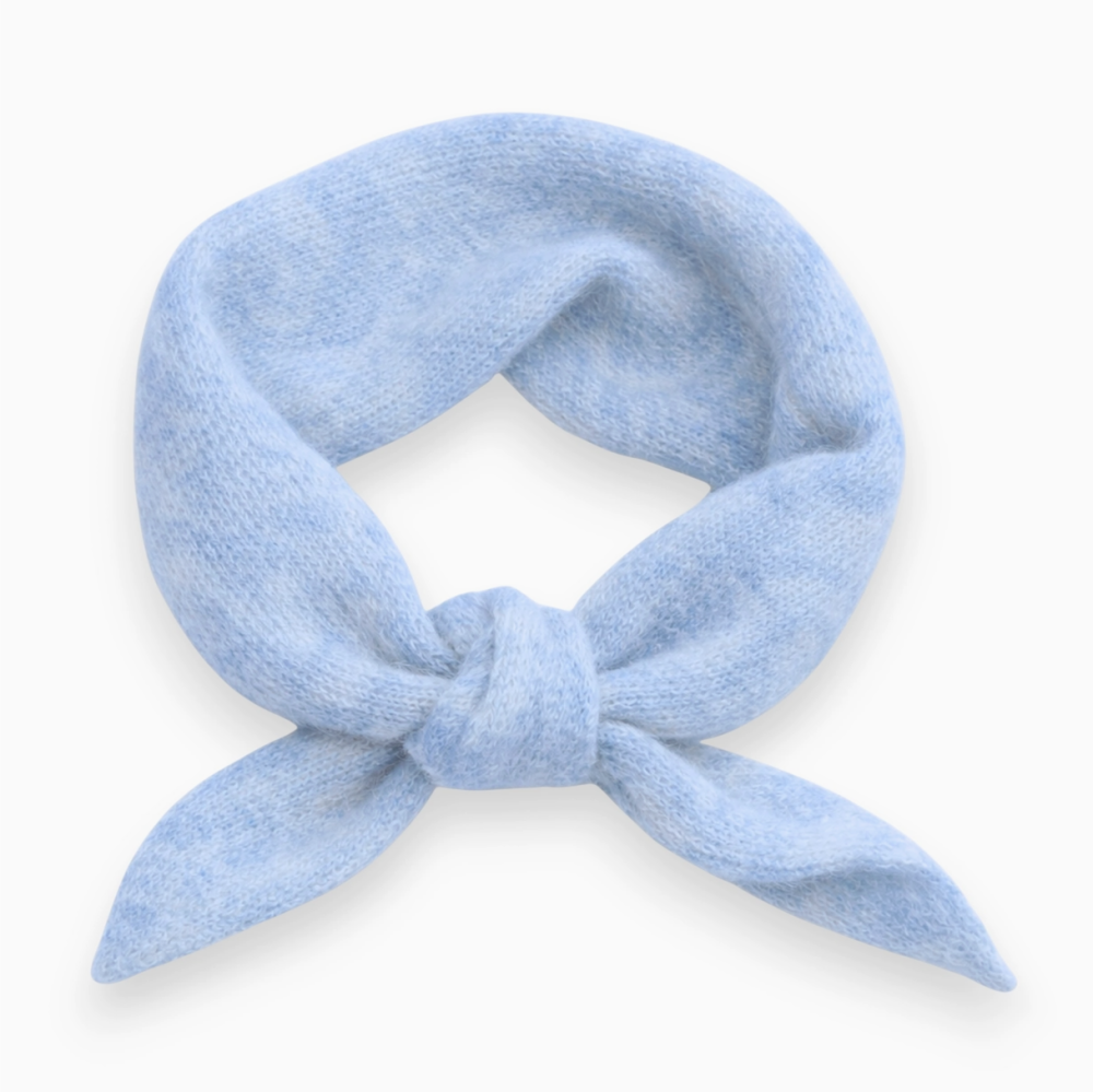 Pastel Plain Wool Blend Light Weight Triangle Neck Scarf- Blue