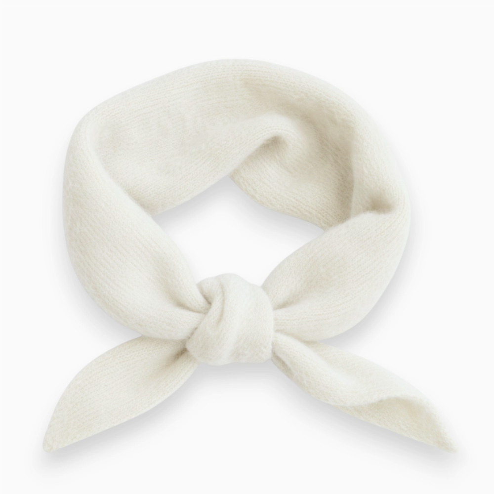 Pastel Plain Wool Blend Light Weight Triangle Neck Scarf- Cream