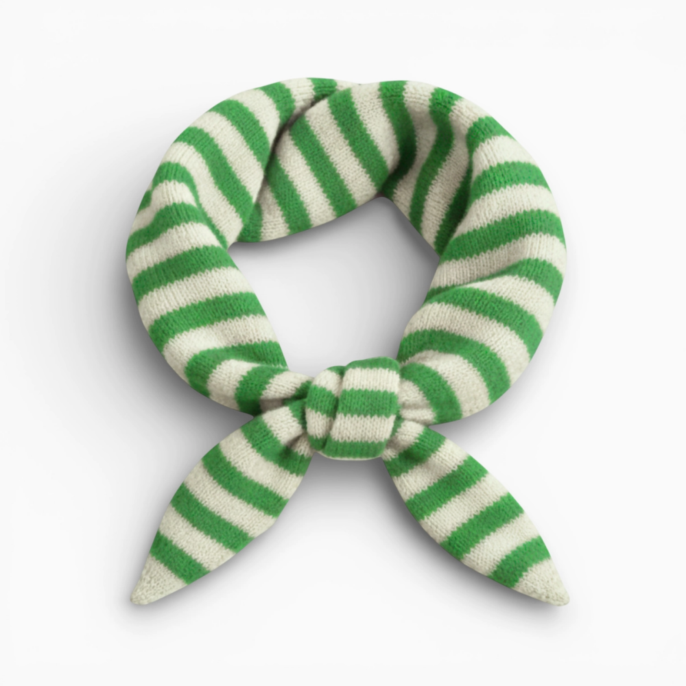 Striped Wool Blend Light Weight Triangle Neck Scarf- Green