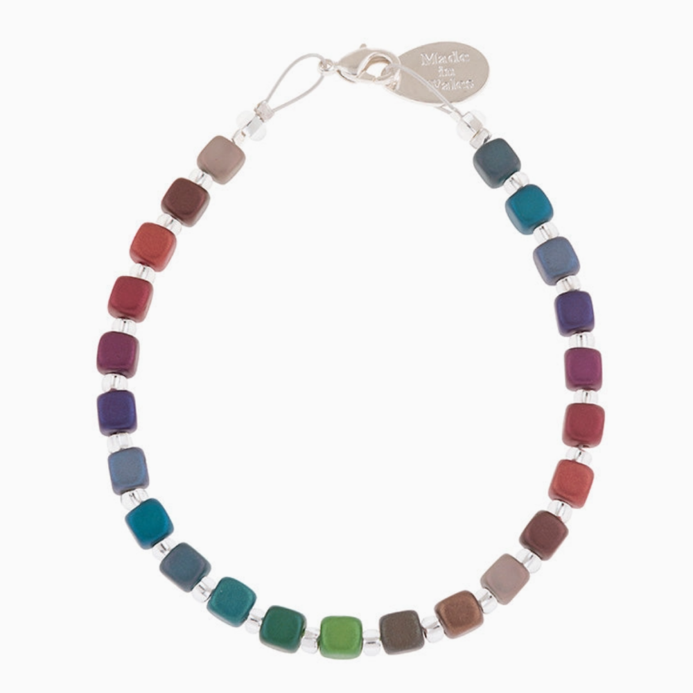 Rainbow Satin Cubes Bracelet