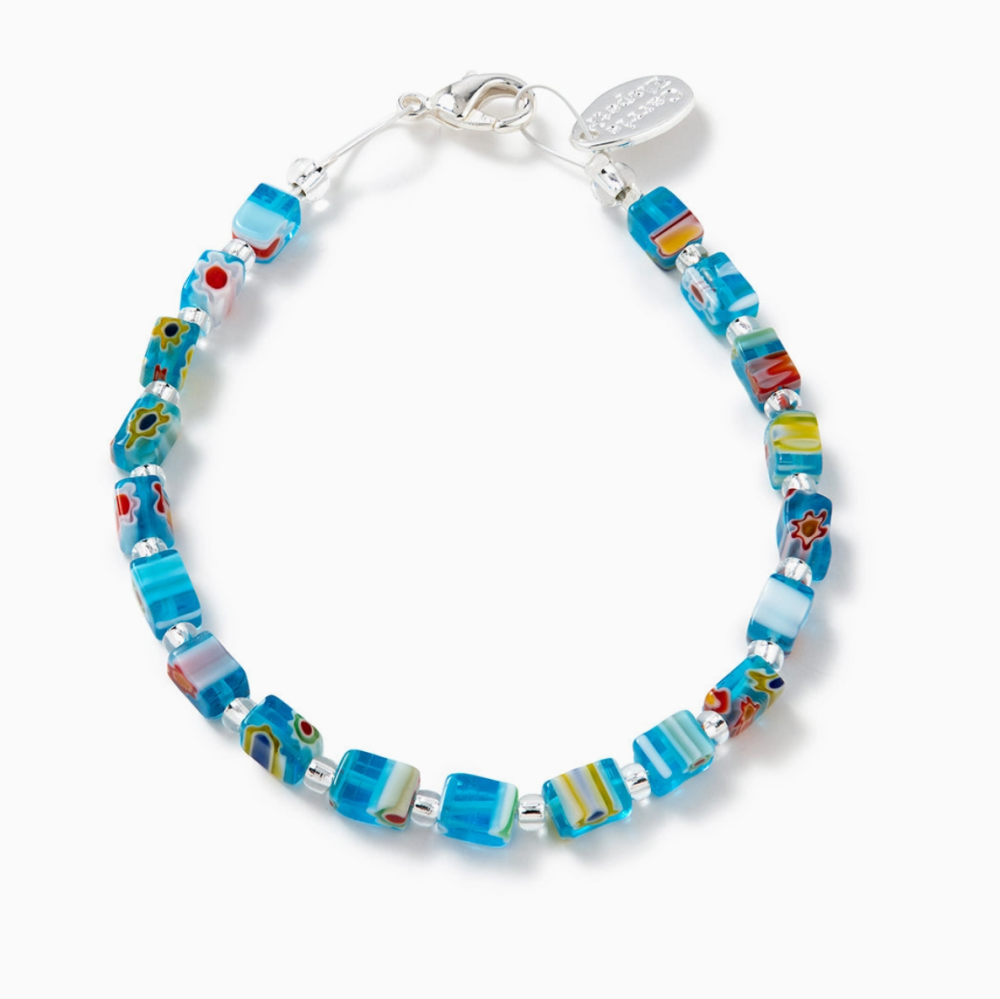 Turquoise Millefiori Cubes Bracelet