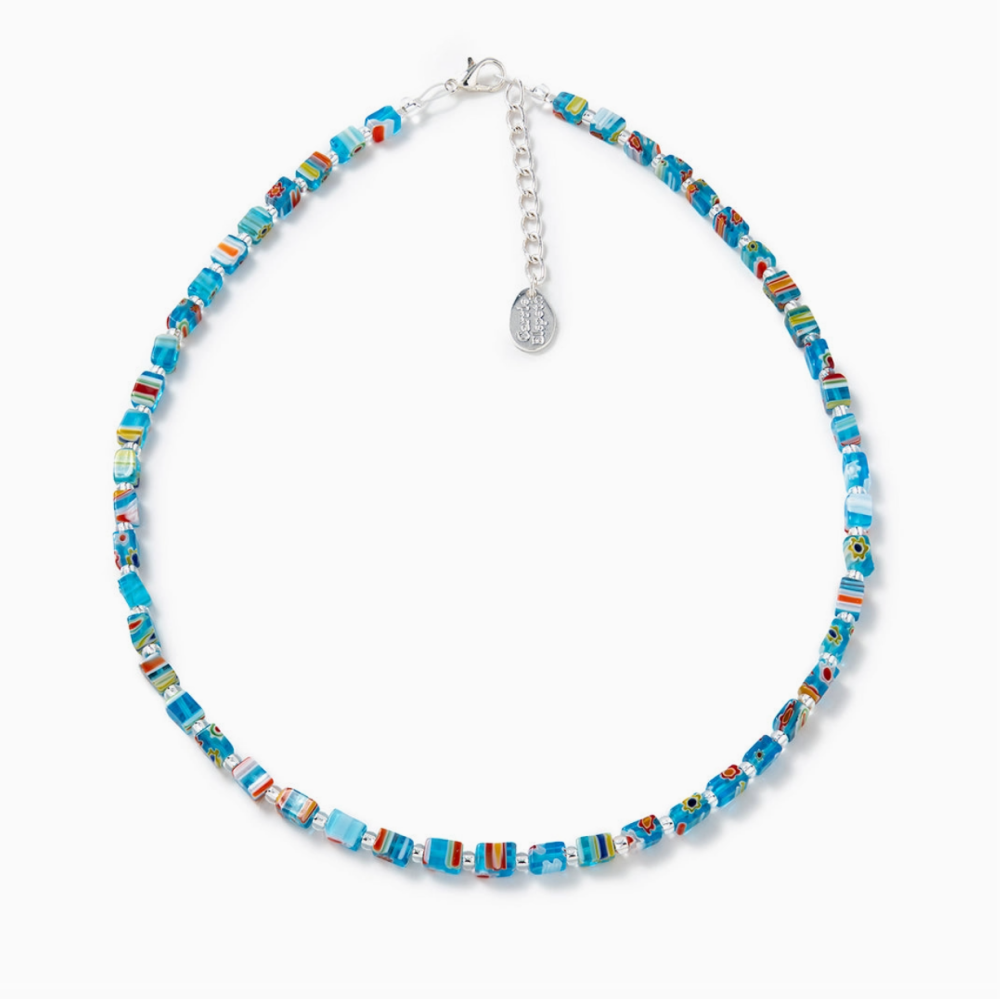 Turquoise Millefiori Cubes Necklace