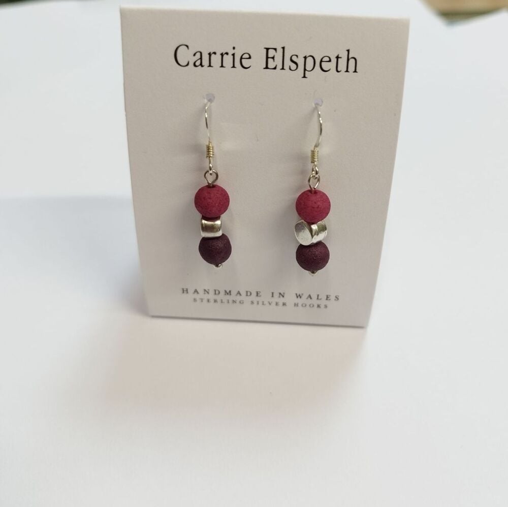 Purple/ Pink/ Blue beaded Earrings