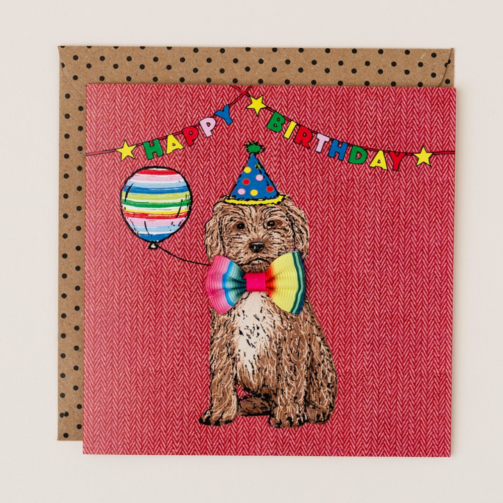 Bow-Tie Cockapoo Birthday Card