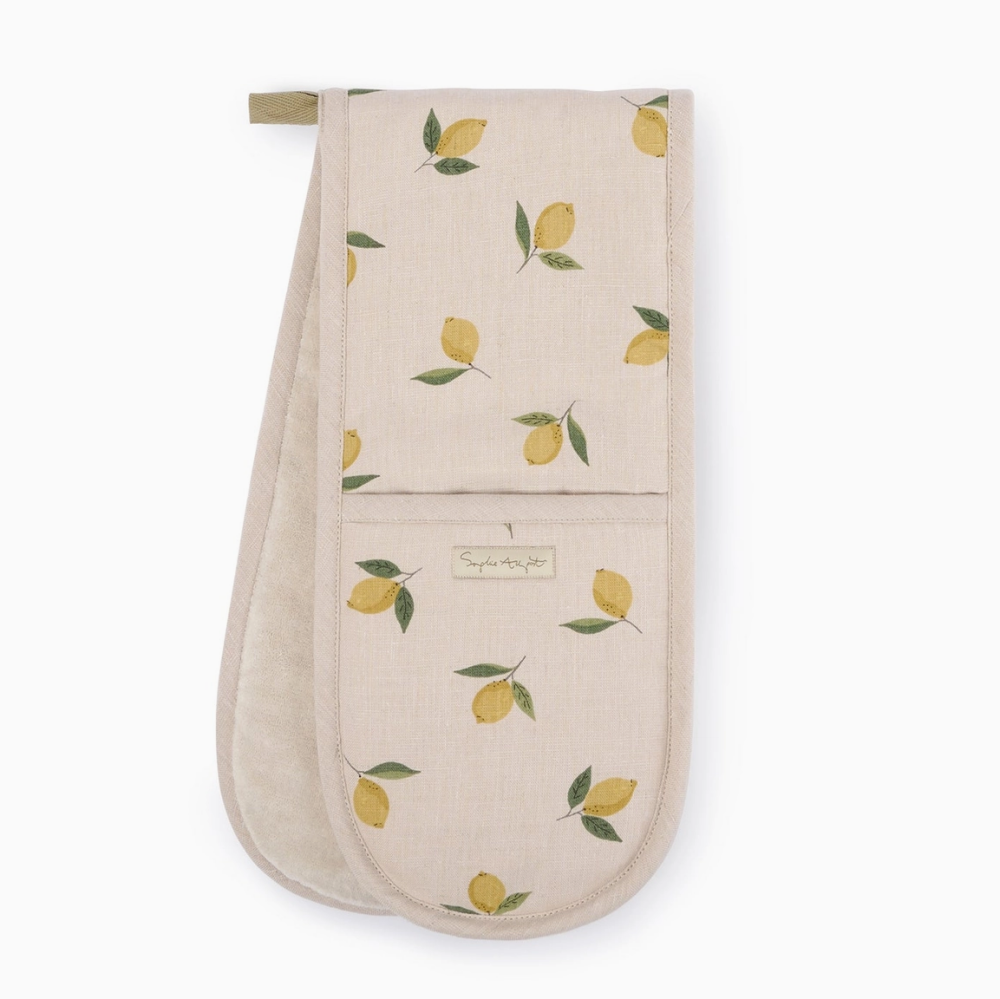 Lemons Linen Double Oven Glove