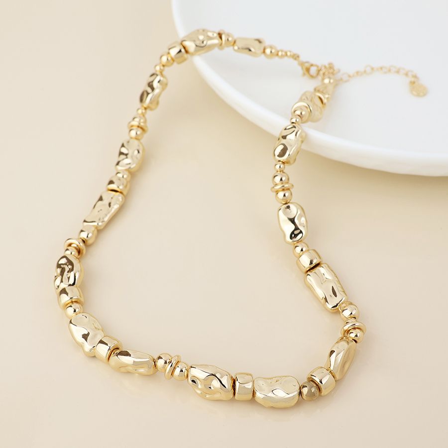 Golden mixed organic bead necklace