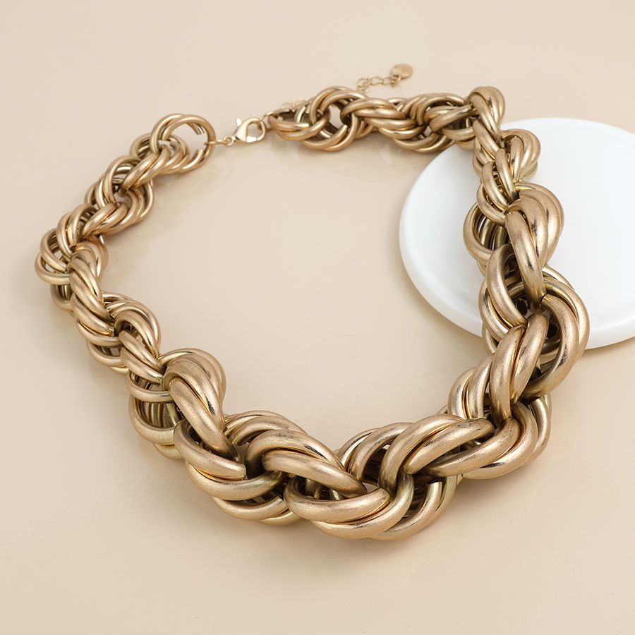 Golden chunky twist chain necklace