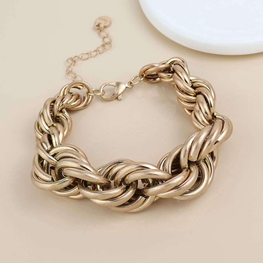 Golden chunky twist chain bracelet