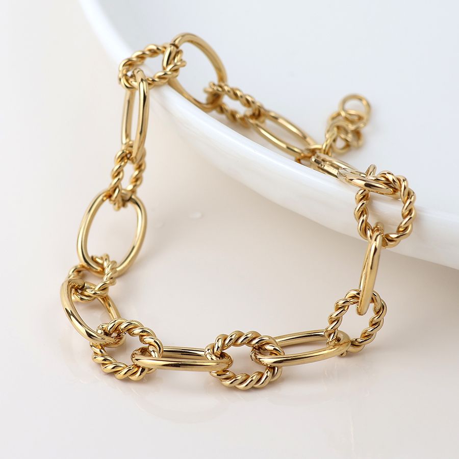 Waterproof gold plated twist links bracelet