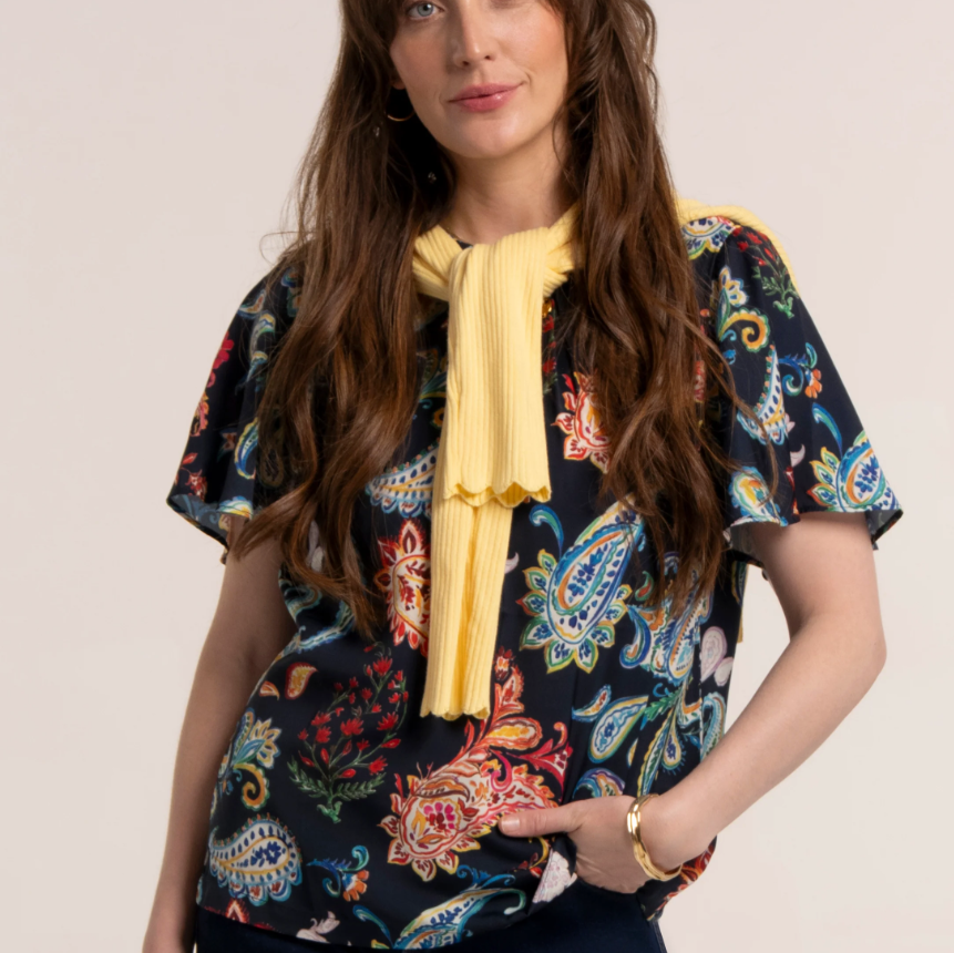 Doa Blouse (Navy Floral) - Size 10, 12, 14