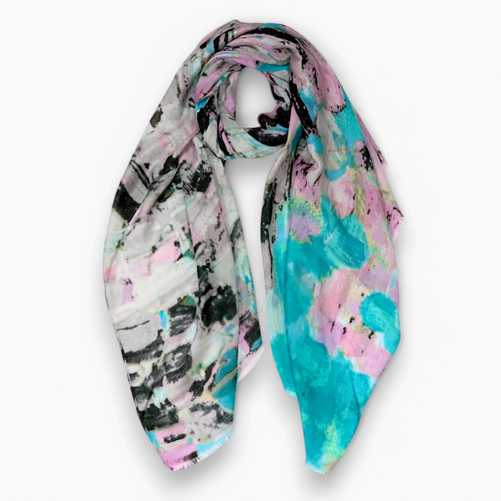 Bright Coloured Canvas Print Scarf- Grey