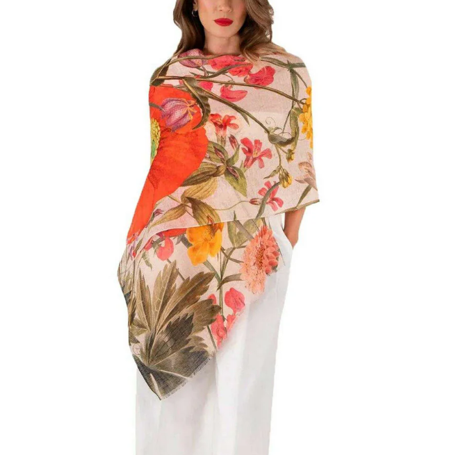 Fine Flowers linen/ cotton scarf