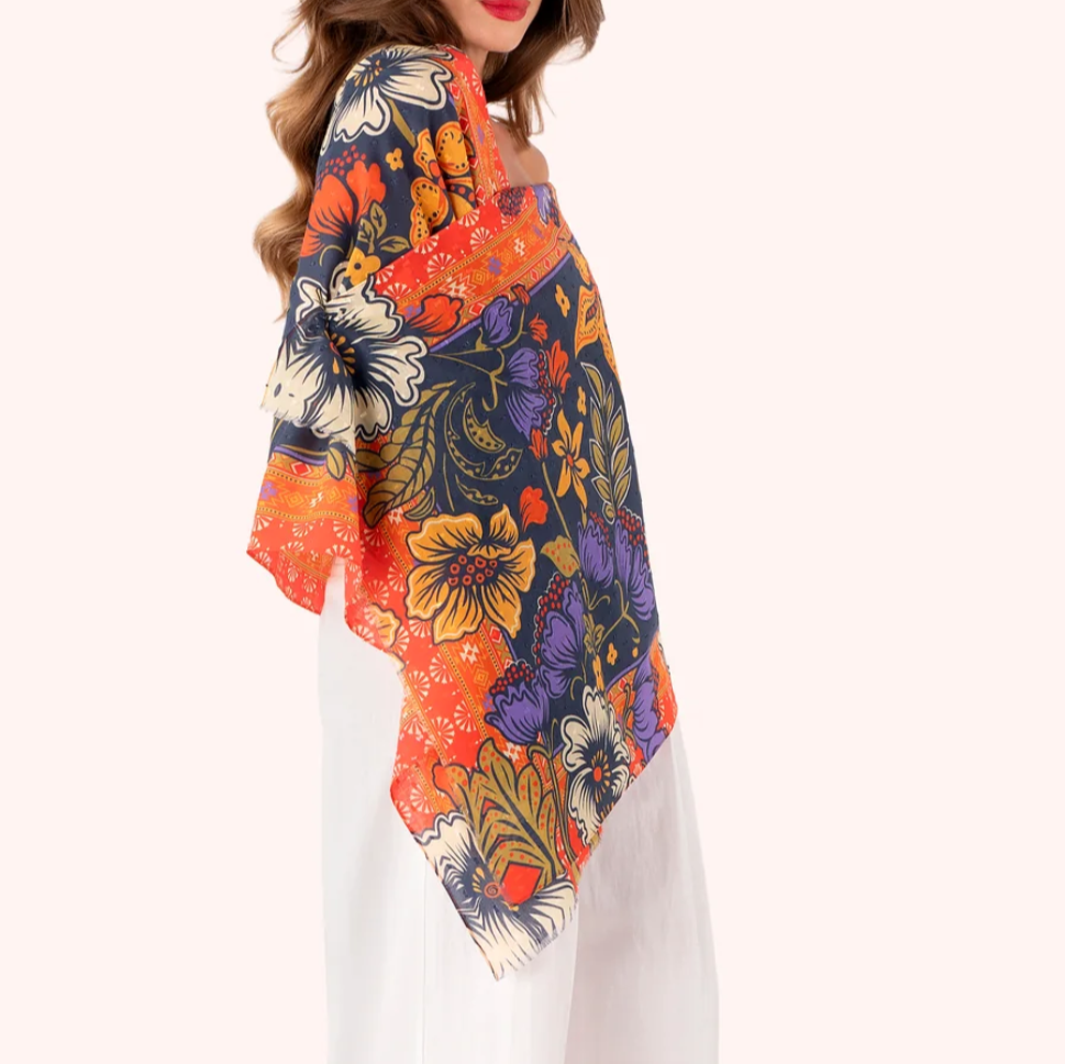 Trailing Floral Cotton Scarf