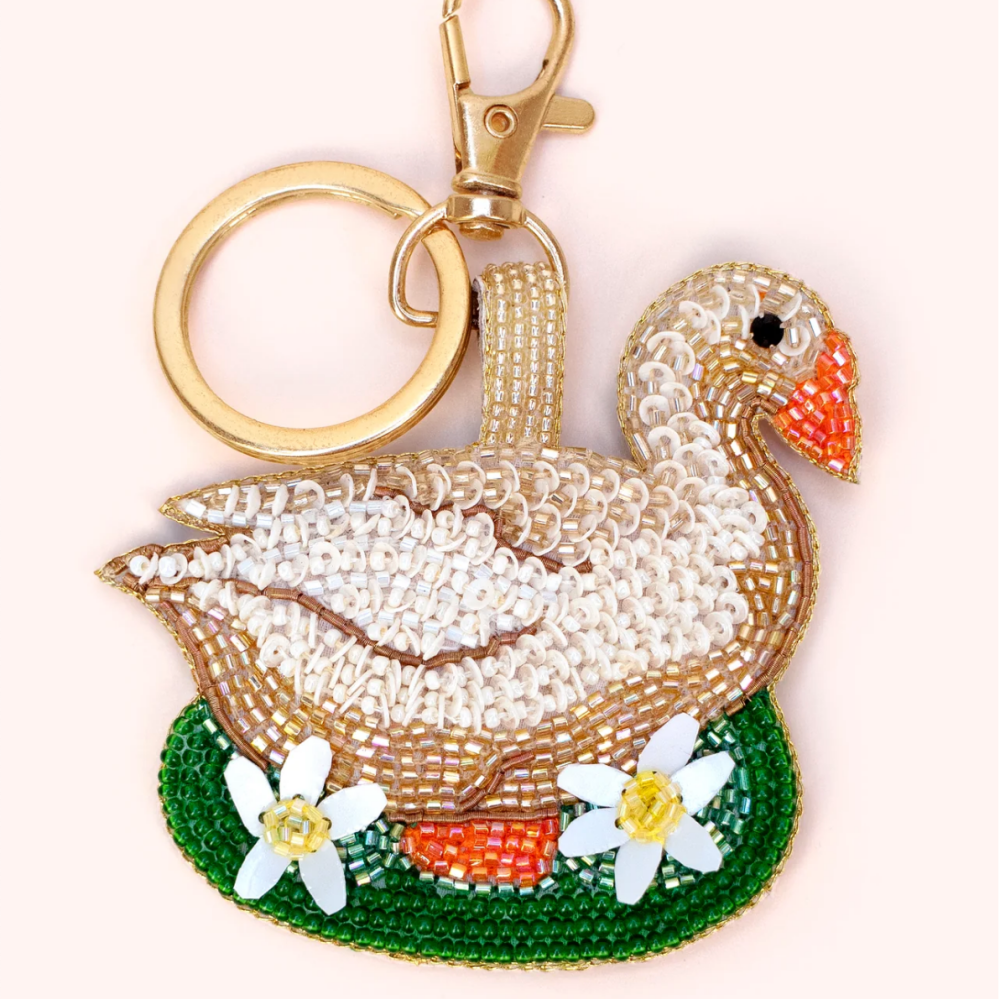 Garden Goose Beaded Keychain