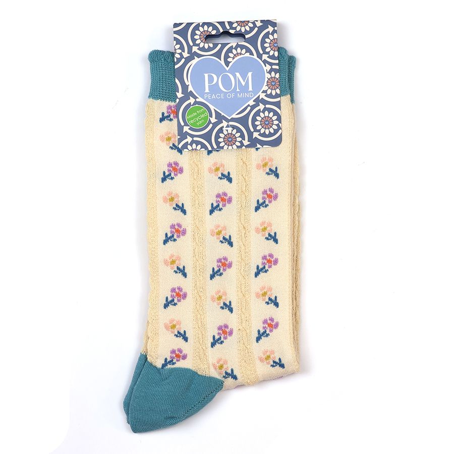 Cream/ Pastel Flower repeat ankle socks