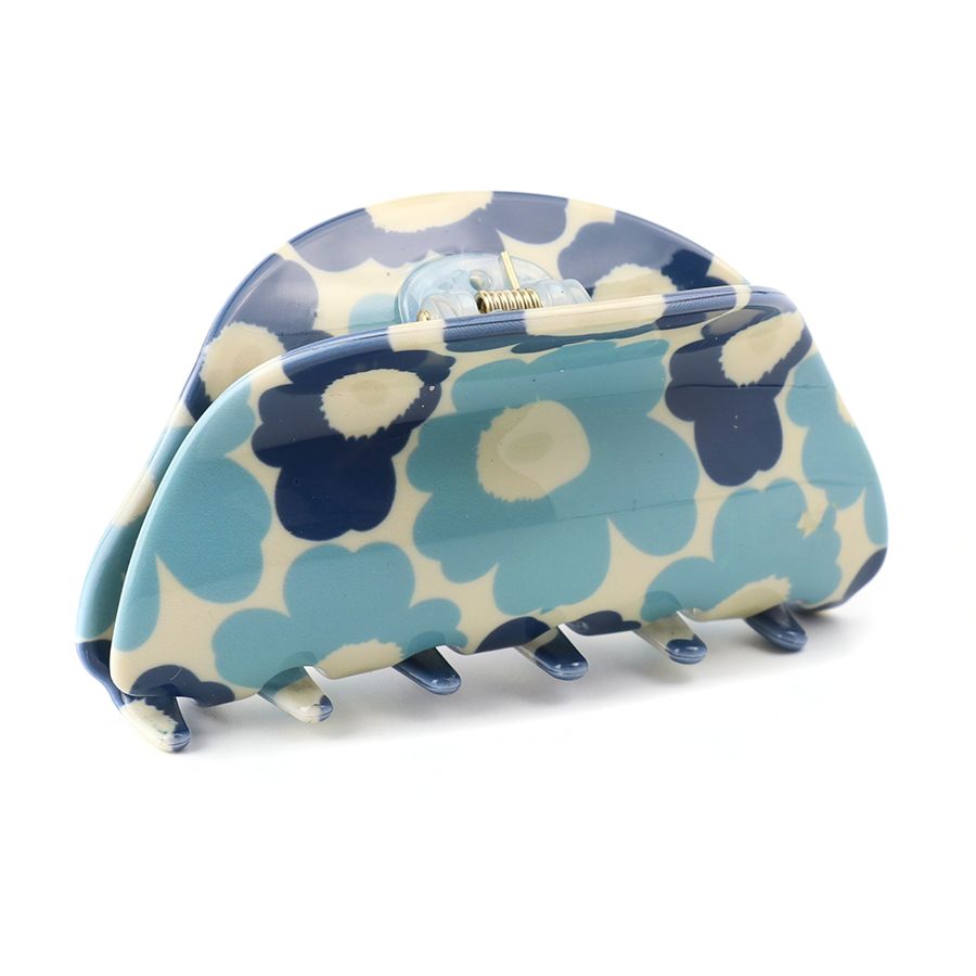 Blue Retro Flower large claw clip