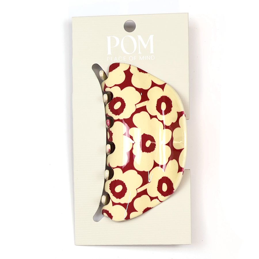 Magenta mix retro floral claw clip