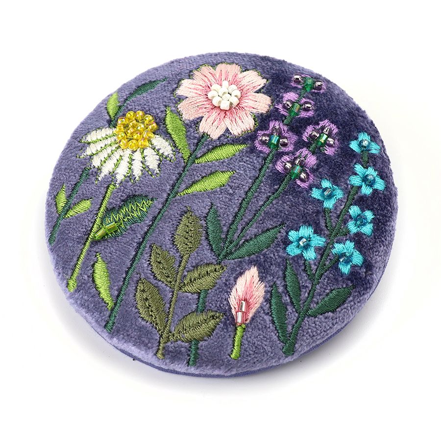 Violet Blue velvet multi flower compact mirror