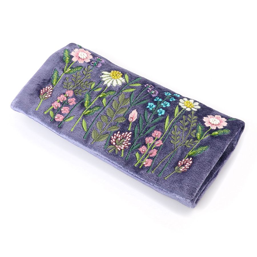 Violet blue velvet meadow jewellery roll