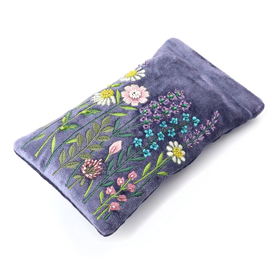 Violet Blue Velvet Multi Flower Meadow glasses case