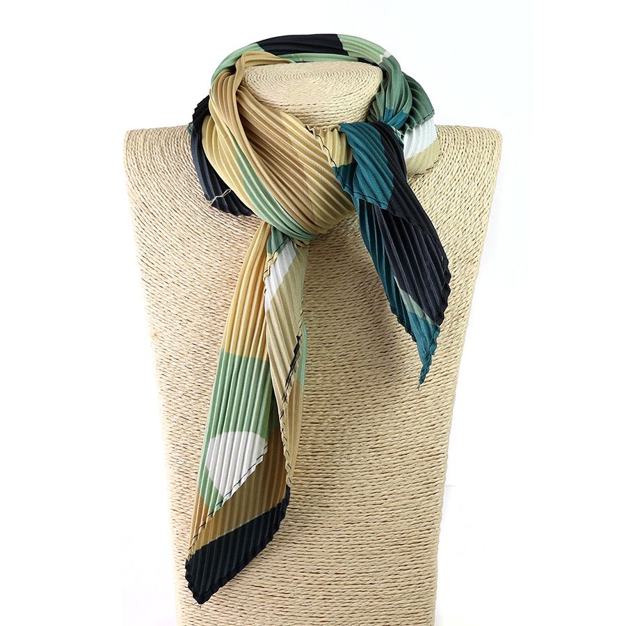 Beige and green mix recycled crinkle neckerchief