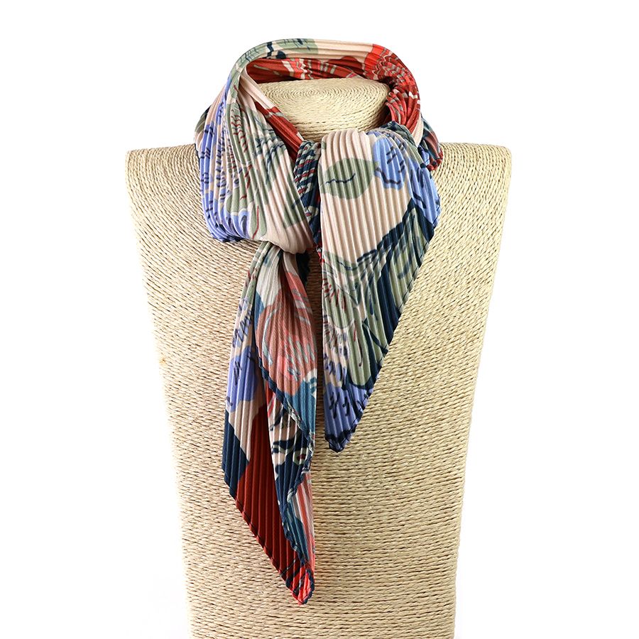 Red and blue floral recycled crinkle neckerchief