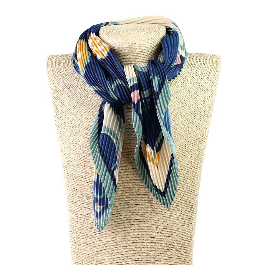 Navy/ Green Mix Floral recycled crinkle neckerchief