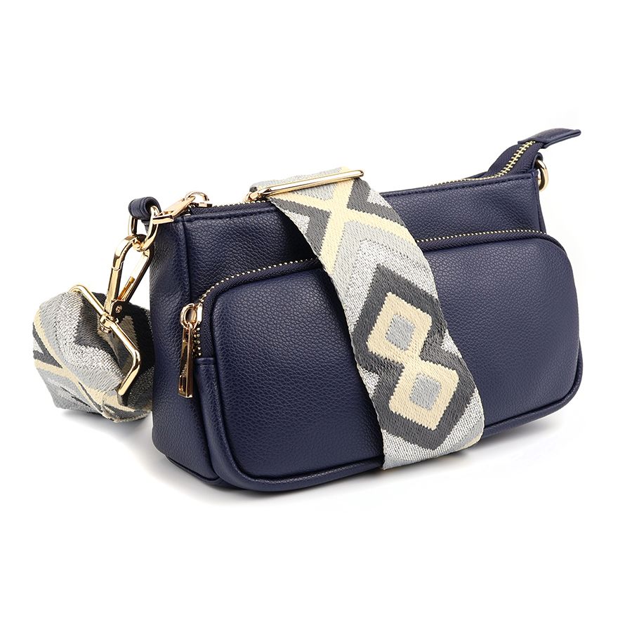 Navy vegan leather cross body bag