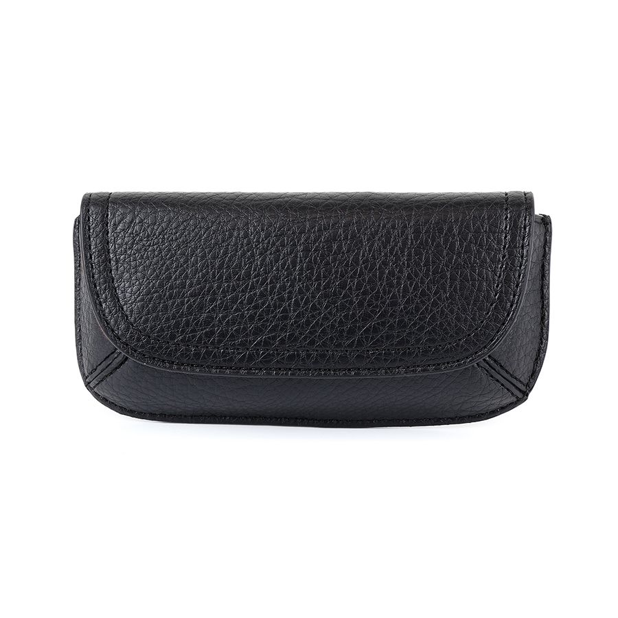 Black vegan leather glasses case