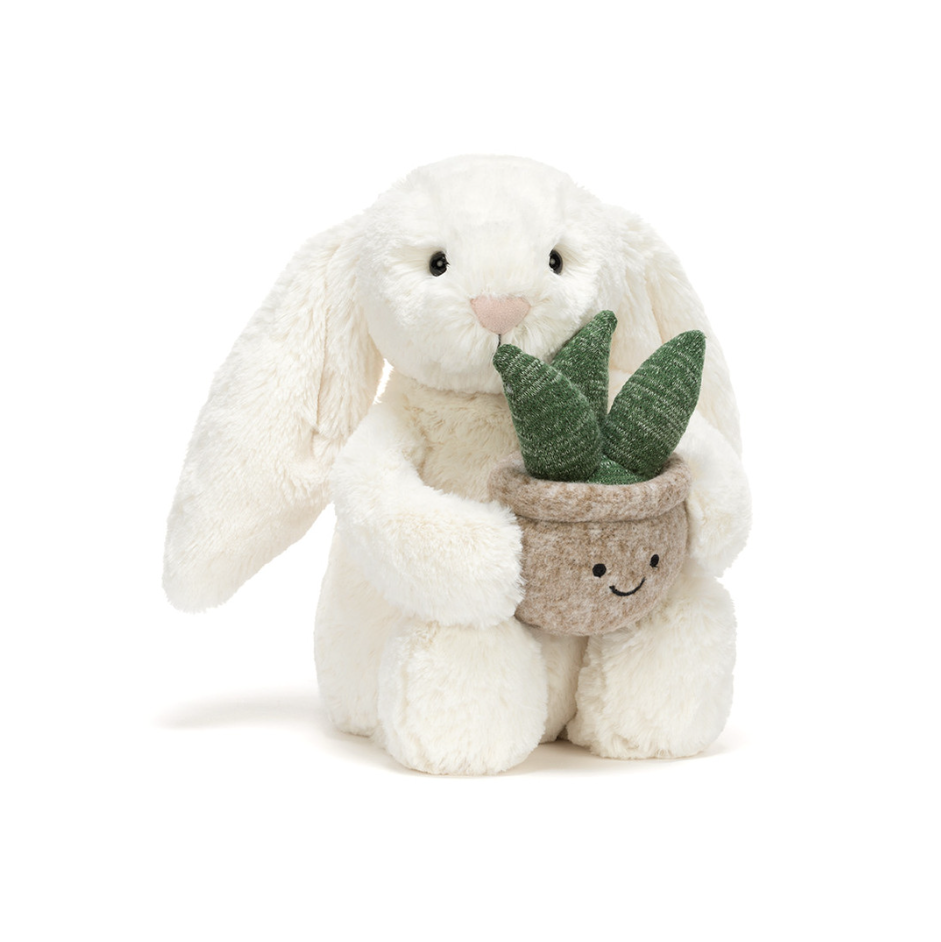 Cream Bunny with Plant
